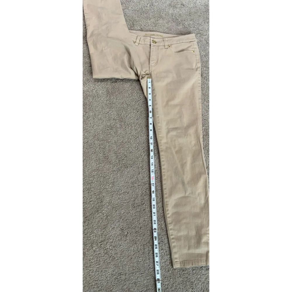 Michael Kors Women's Tan Gold Tone Hardware Cropped Pants Size 2 Preppy Academia